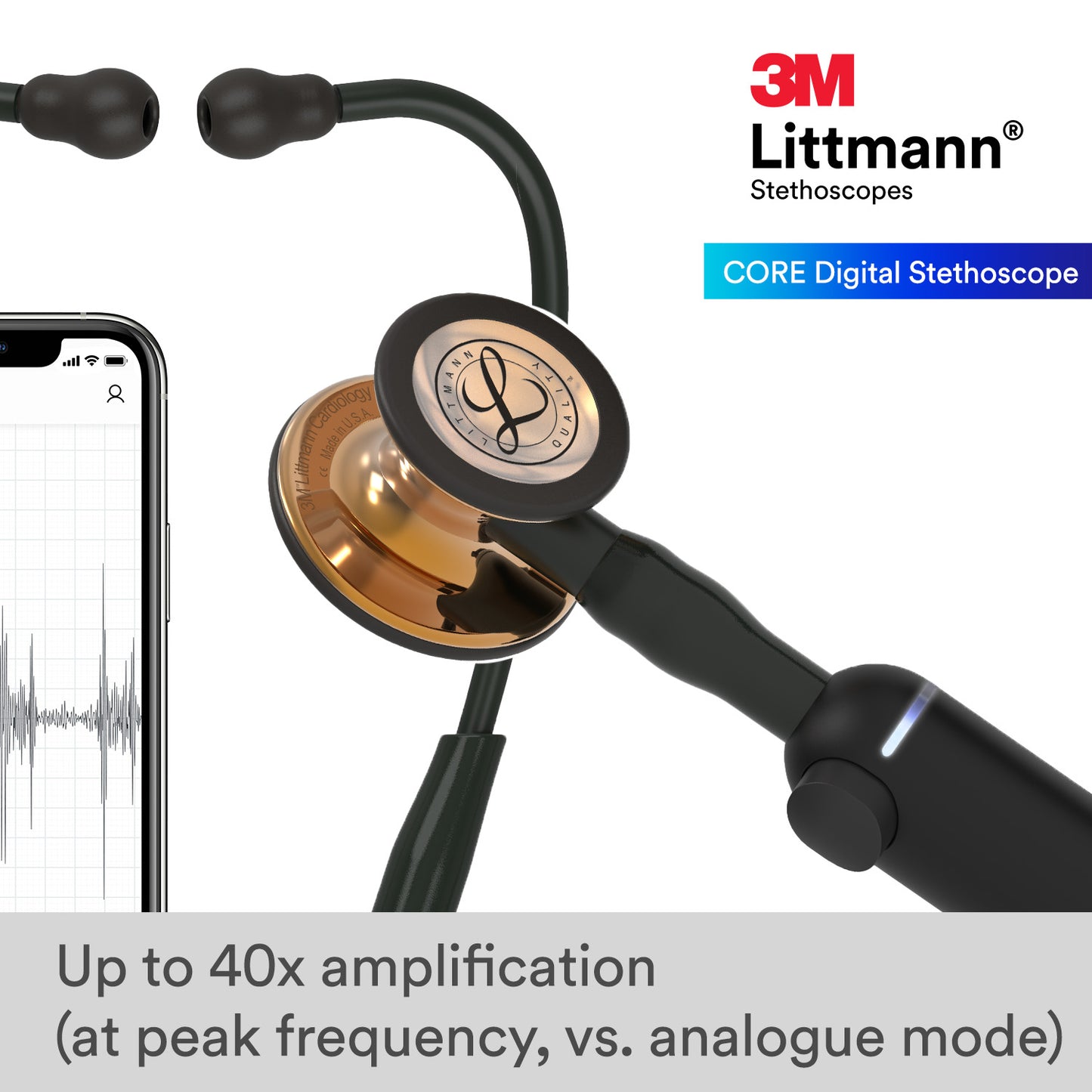 Littmann CORE Digital Stethoscope - 8870 High Polish Copper & Black 3M Littmann