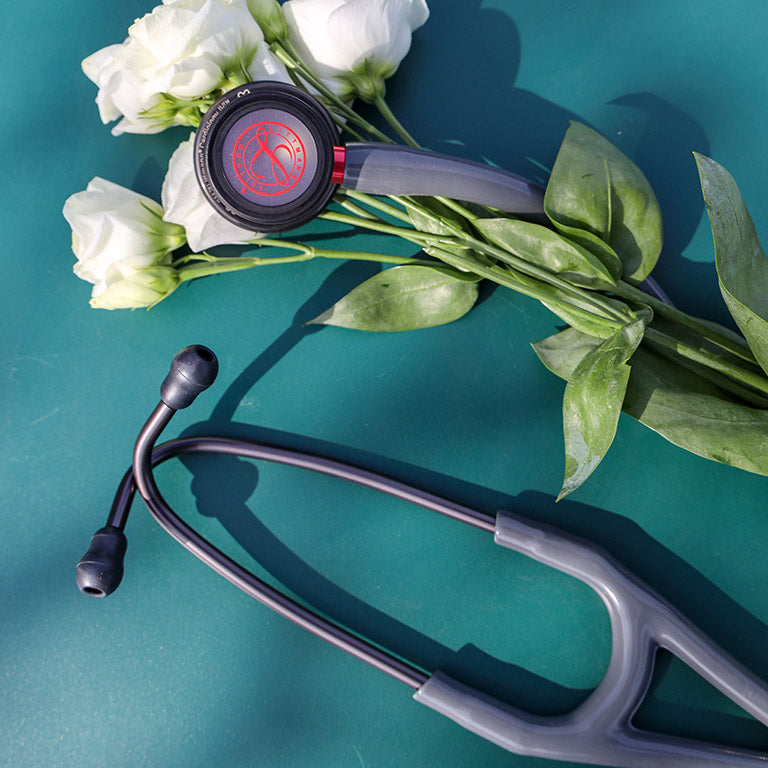 Littmann Cardiology IV Diagnostic Stethoscope: Grey & Smoke - Red Stem - Limited Edition 6183 - Student Program 3M Littmann