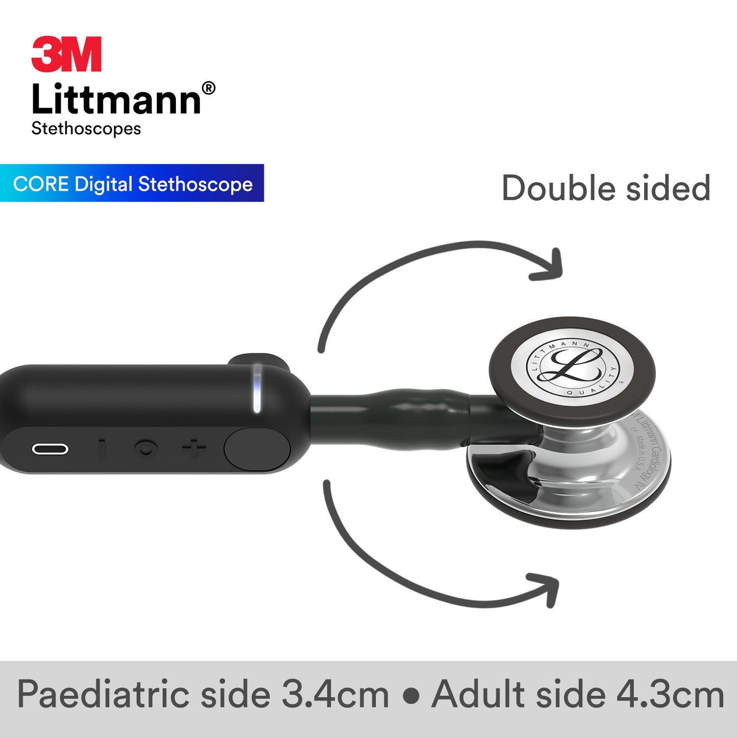 Littmann CORE Digital Stethoscope - 8890 Mirror Chestpiece & Black 3M Littmann