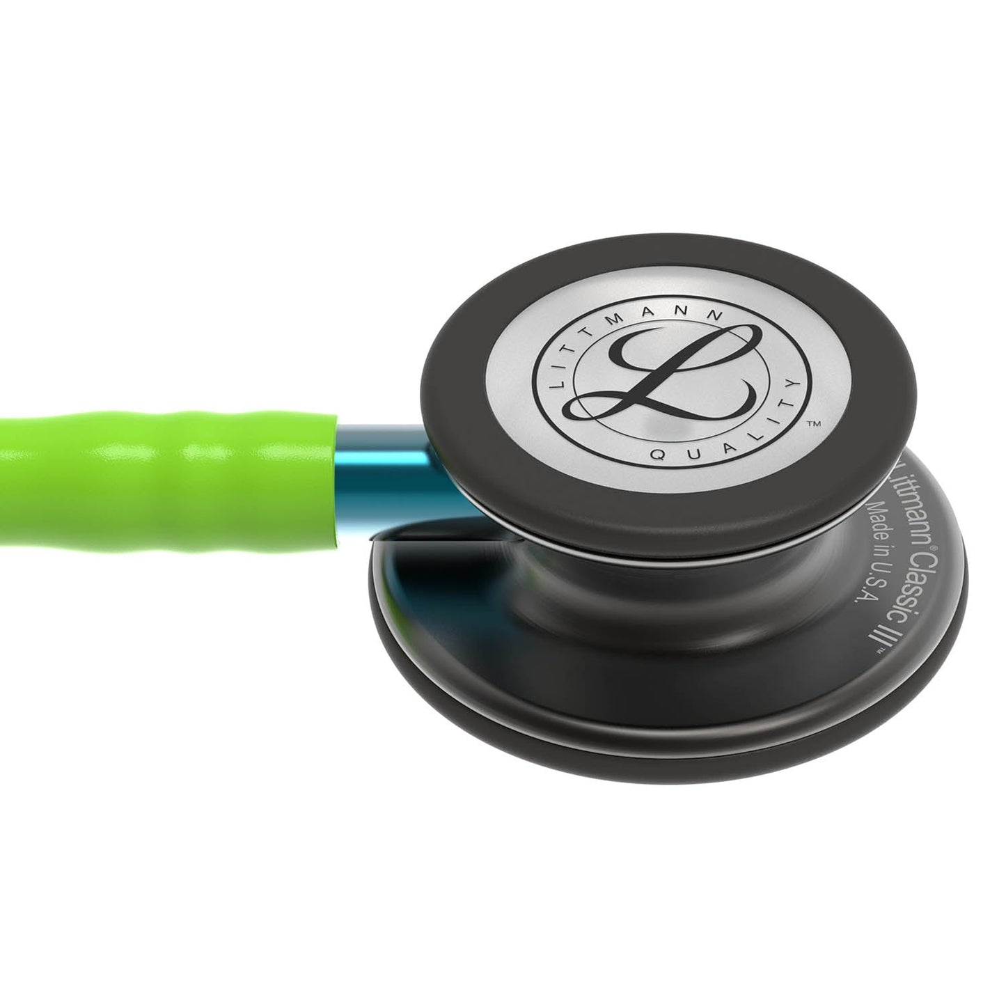 Littmann Classic III Monitoring Stethoscope: Smoke & Lime Green - Blue Stem 5875 -Student Program 3M Littmann