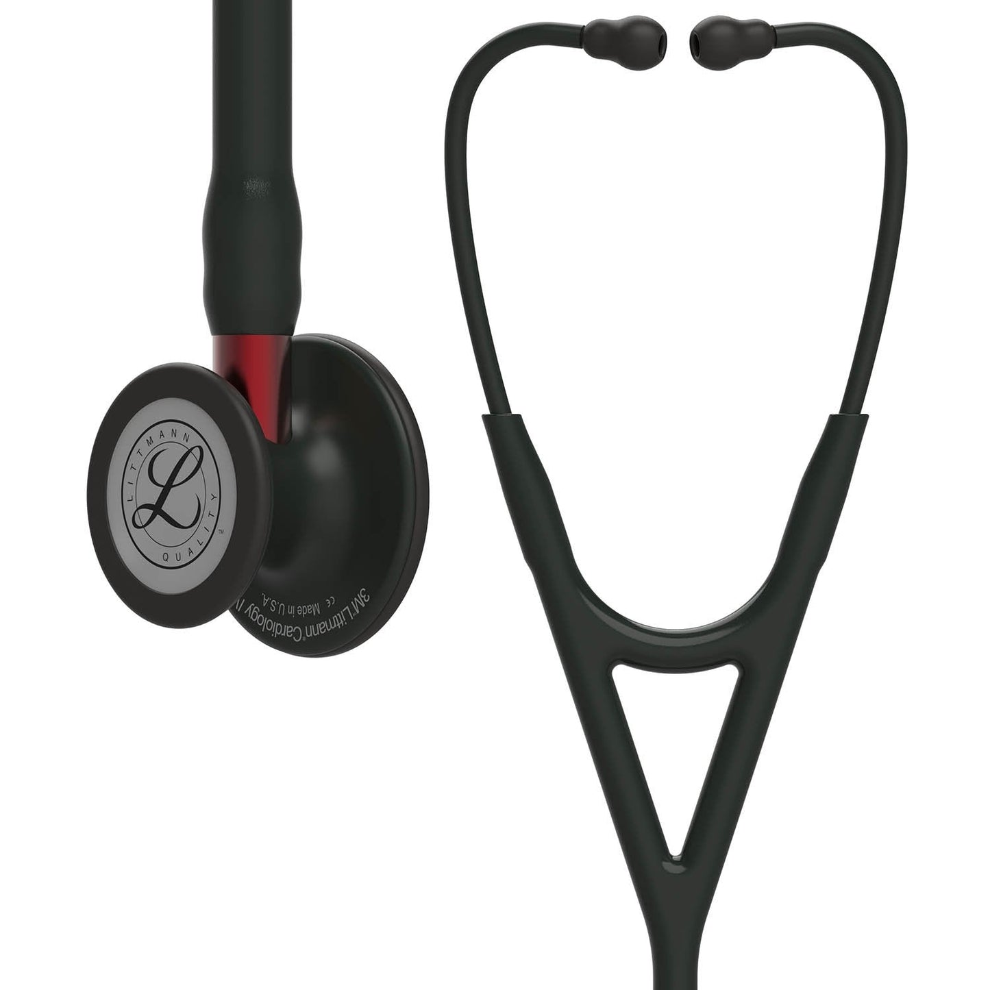 Littmann Cardiology IV Diagnostic Stethoscope: Black & Black - Red Stem 6200 - Student Program 3M Littmann