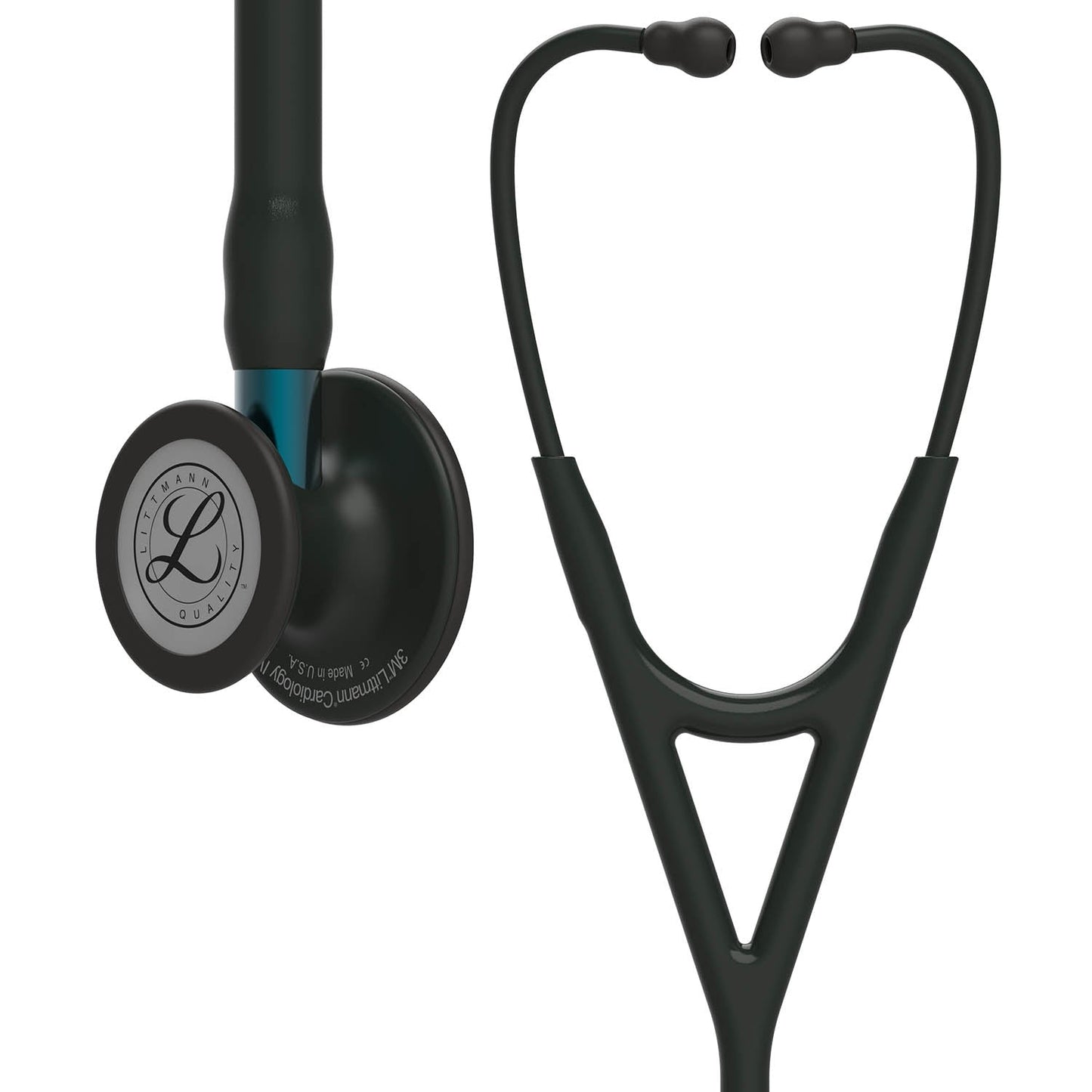 Littmann Cardiology IV Diagnostic Stethoscope: Black & Black - Blue Stem 6201 - Student Program 3M Littmann