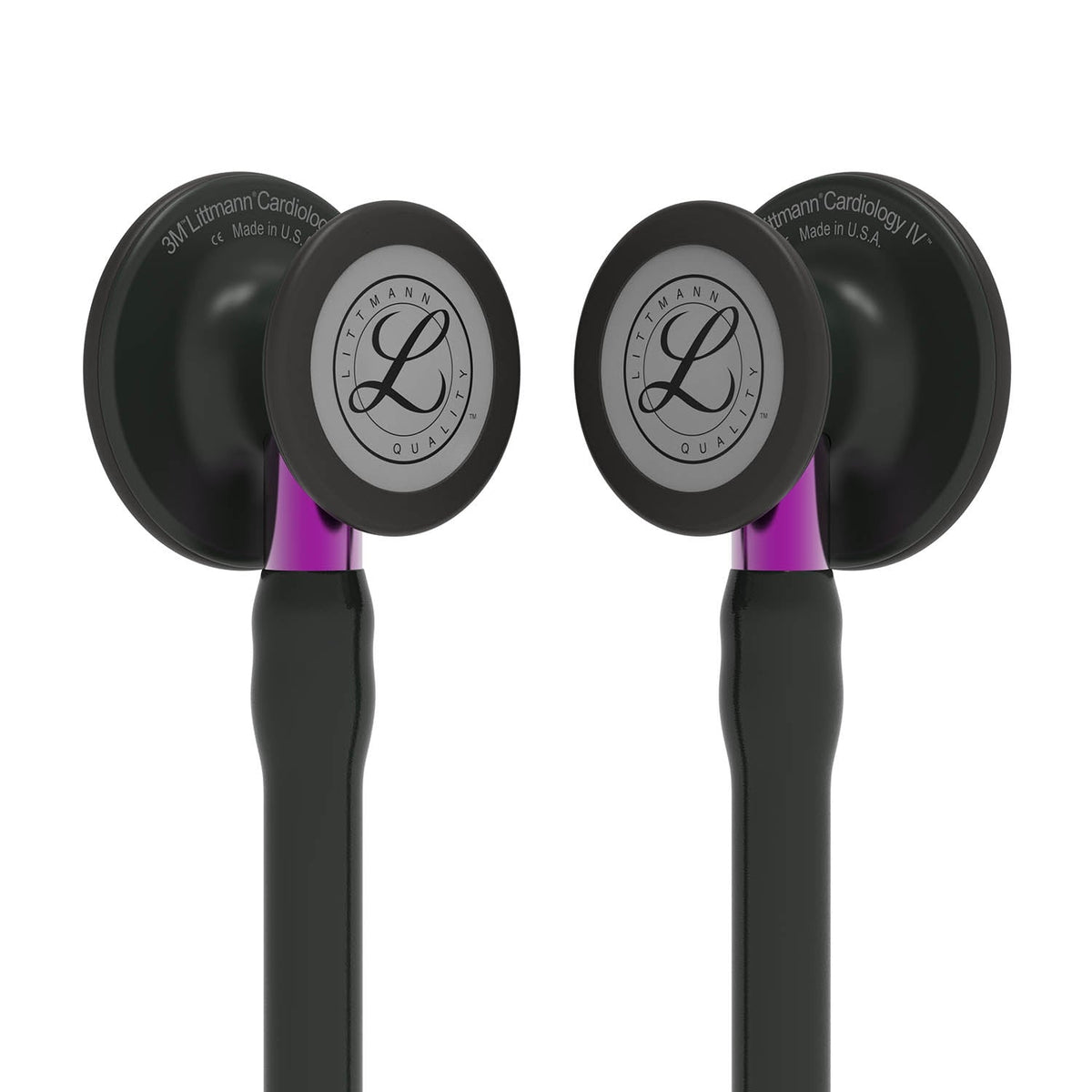 Littmann Cardiology IV Diagnostic Stethoscope: Black & Black - Violet Stem 6203/B Over Engraved Littmann