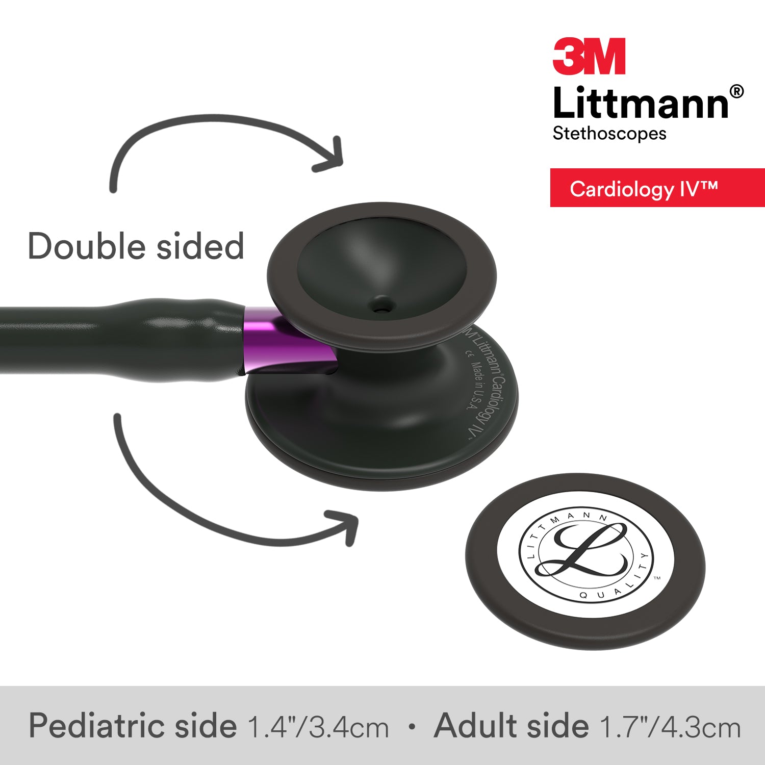 Littmann Cardiology IV Diagnostic Stethoscope: Black & Black - Violet Stem 6203 - Student Program 3M Littmann