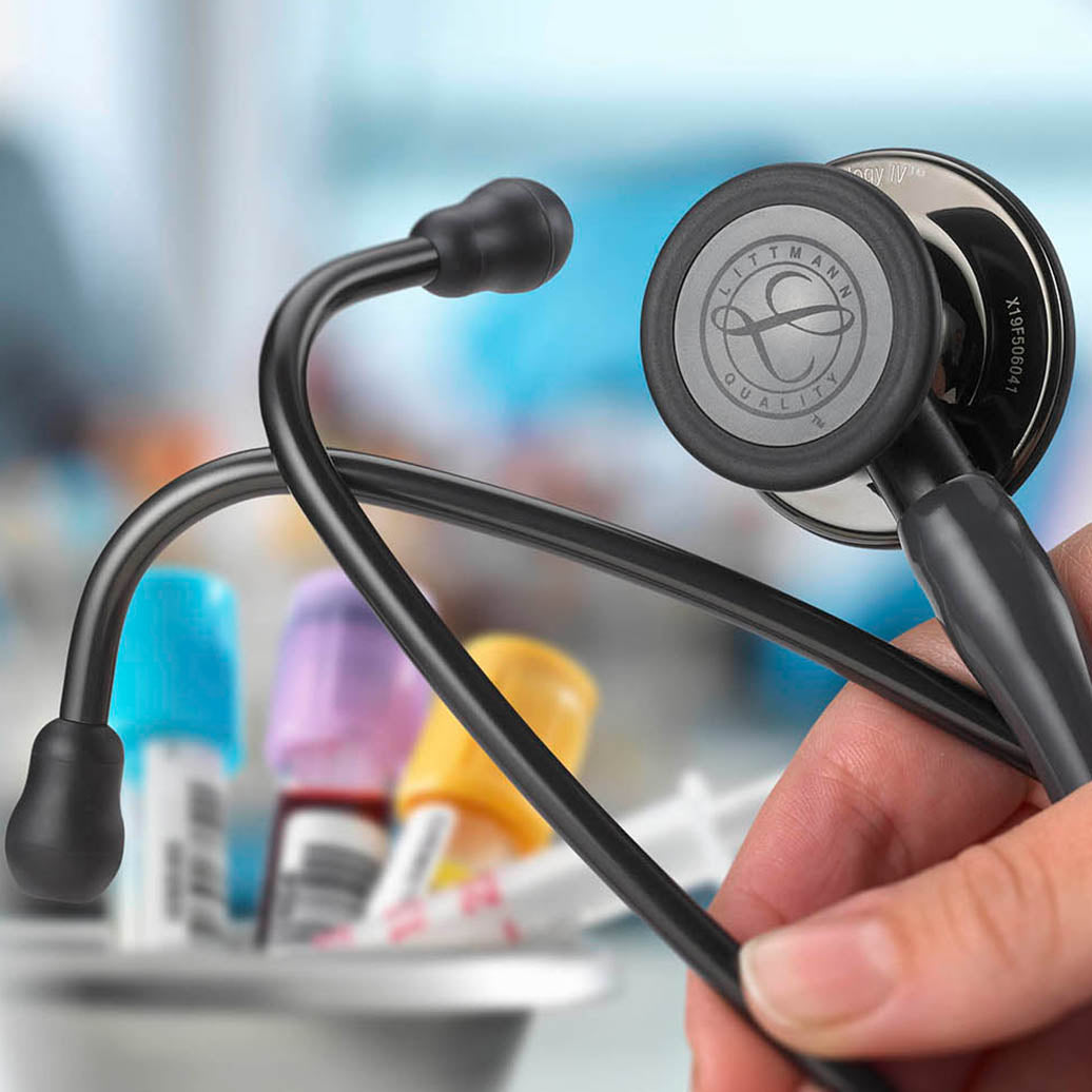 Littmann Cardiology IV Diagnostic Stethoscope: Black & Black - Red Stem 6200 - Student Program 3M Littmann