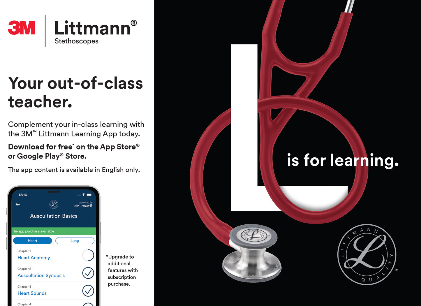 Littmann Cardiology IV Stethoscope: Black 6152 - Student Program 3M Littmann