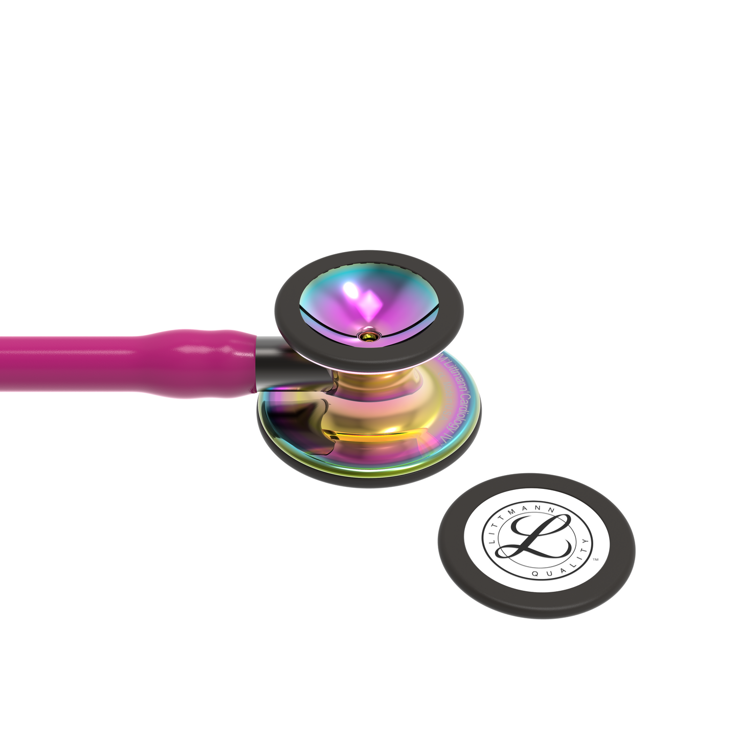 Littmann Cardiology IV Diagnostic Stethoscope: High Polish Rainbow & Raspberry - Smoke Stem 6241 - Student Program Littmann