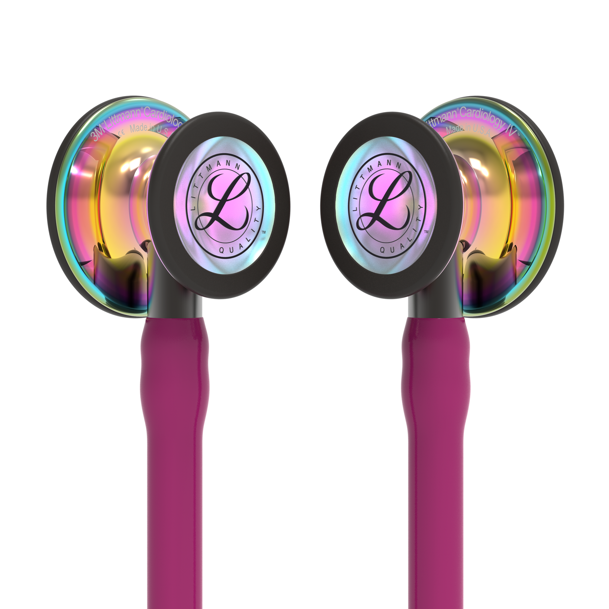 Littmann Cardiology IV Diagnostic Stethoscope: High Polish Rainbow & Raspberry - Smoke Stem 6241 - Student Program 3M Littmann