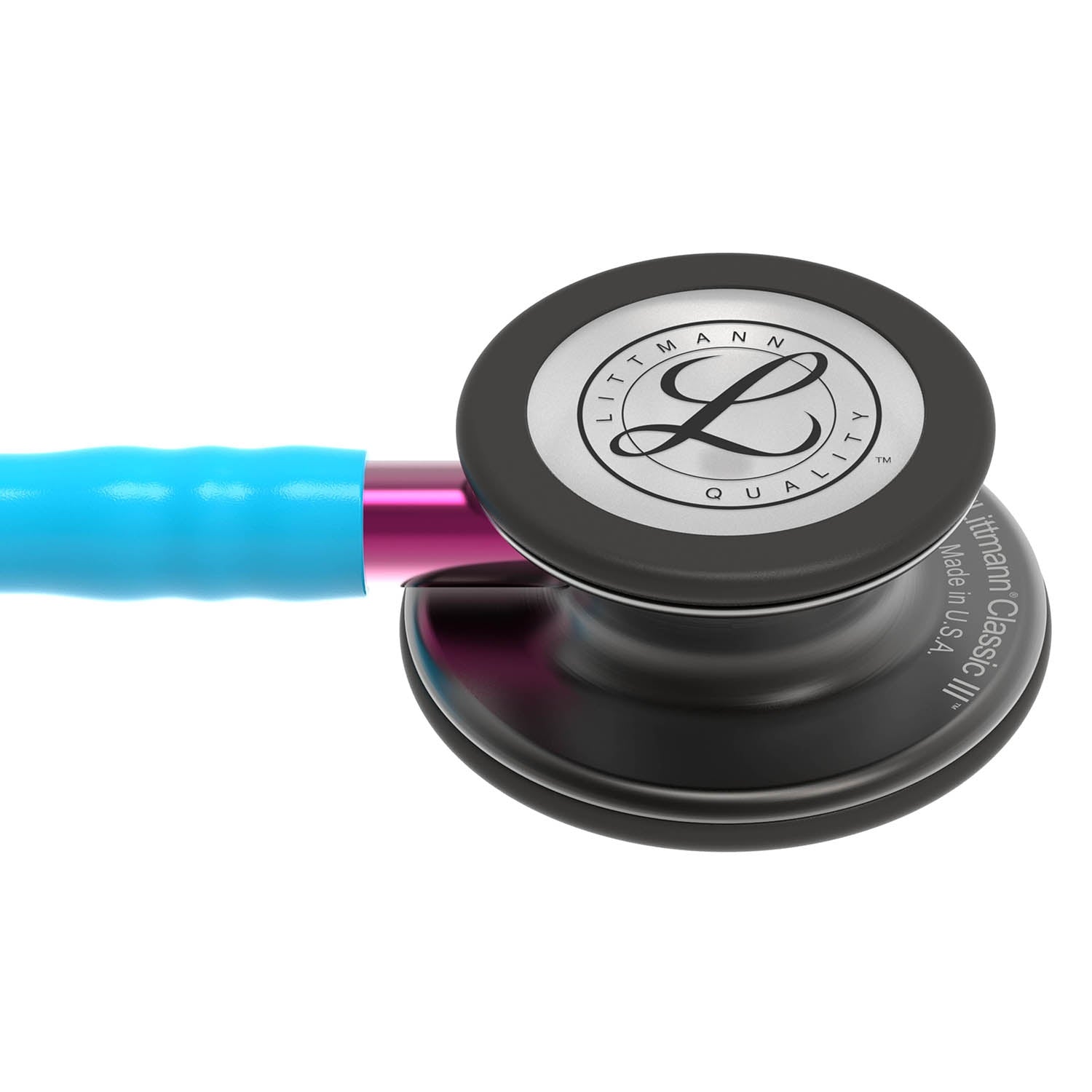 Littmann Classic III Monitoring Stethoscope: Smoke & Turquoise - Pink Stem 5872 Student Program 3M Littmann