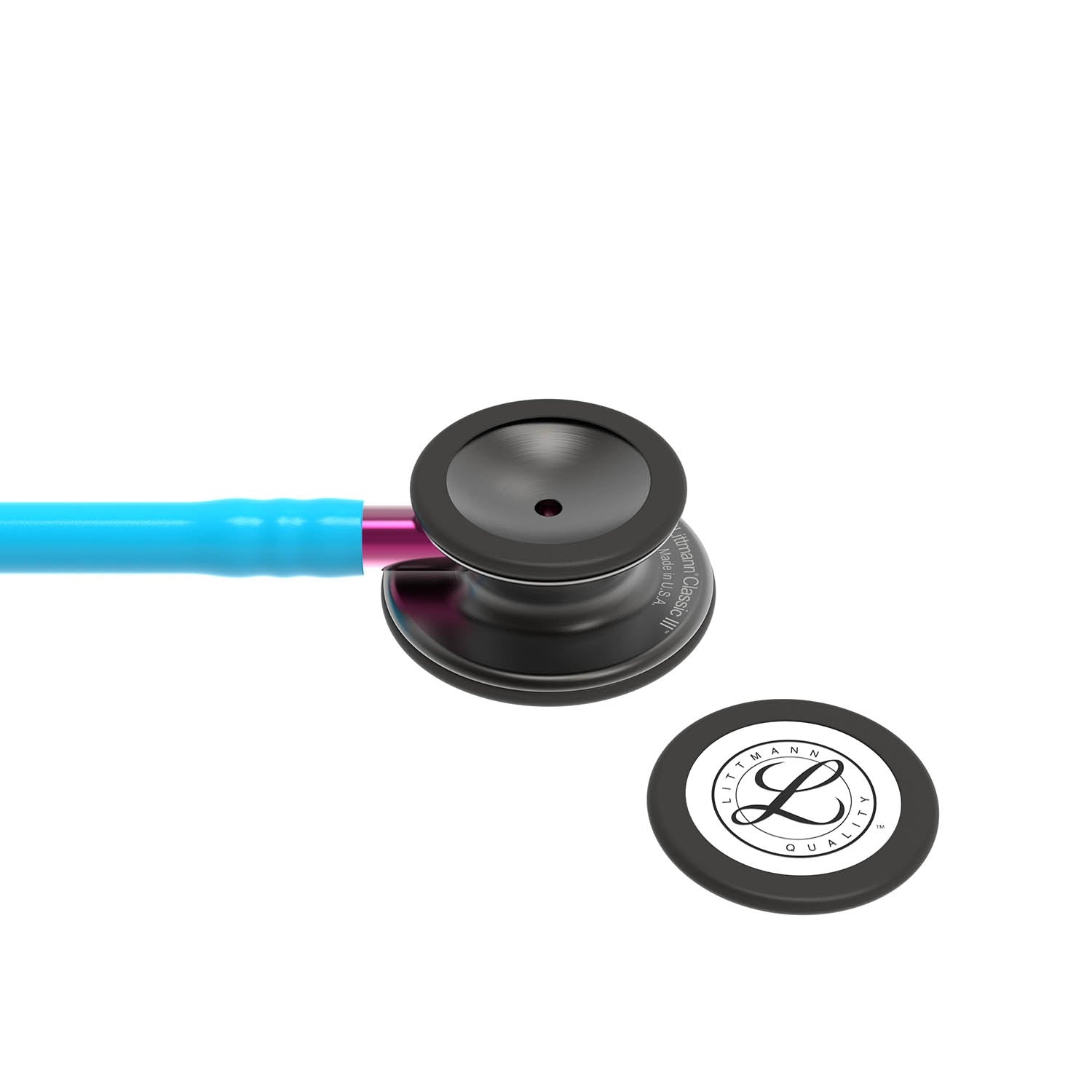 Littmann Classic III Monitoring Stethoscope: Smoke & Turquoise - Pink Stem 5872 Student Program 3M Littmann