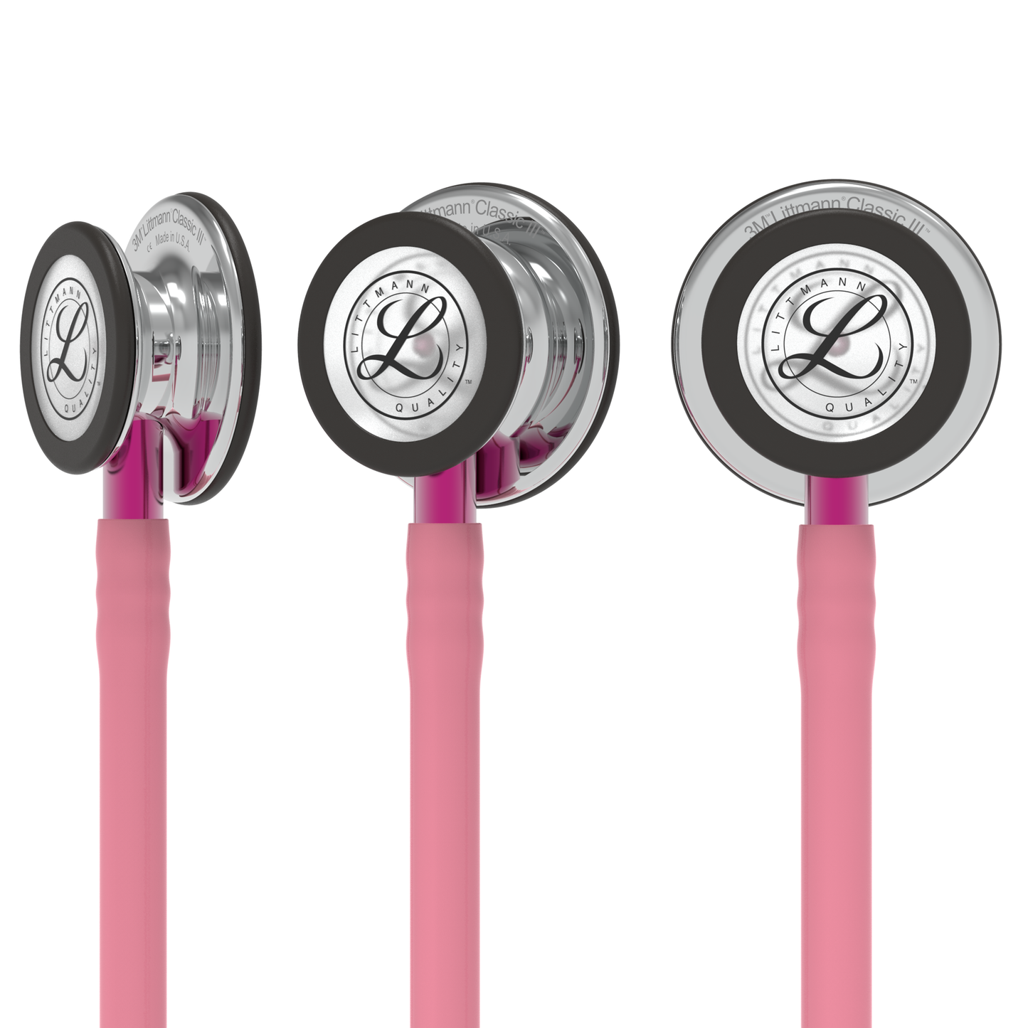 Littmann Classic III Monitoring Stethoscope: Mirror & Pearl Pink - Pink Stem 5962 - Student Program 3M Littmann