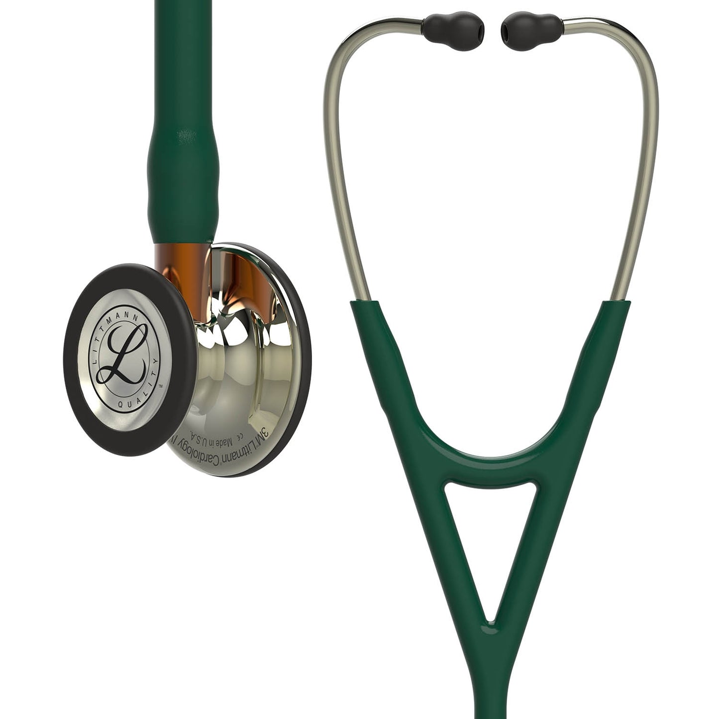 Littmann Cardiology IV Diagnostic Stethoscope: Polished Champagne & Hunter Green - Orange Stem 6206 3M Littmann