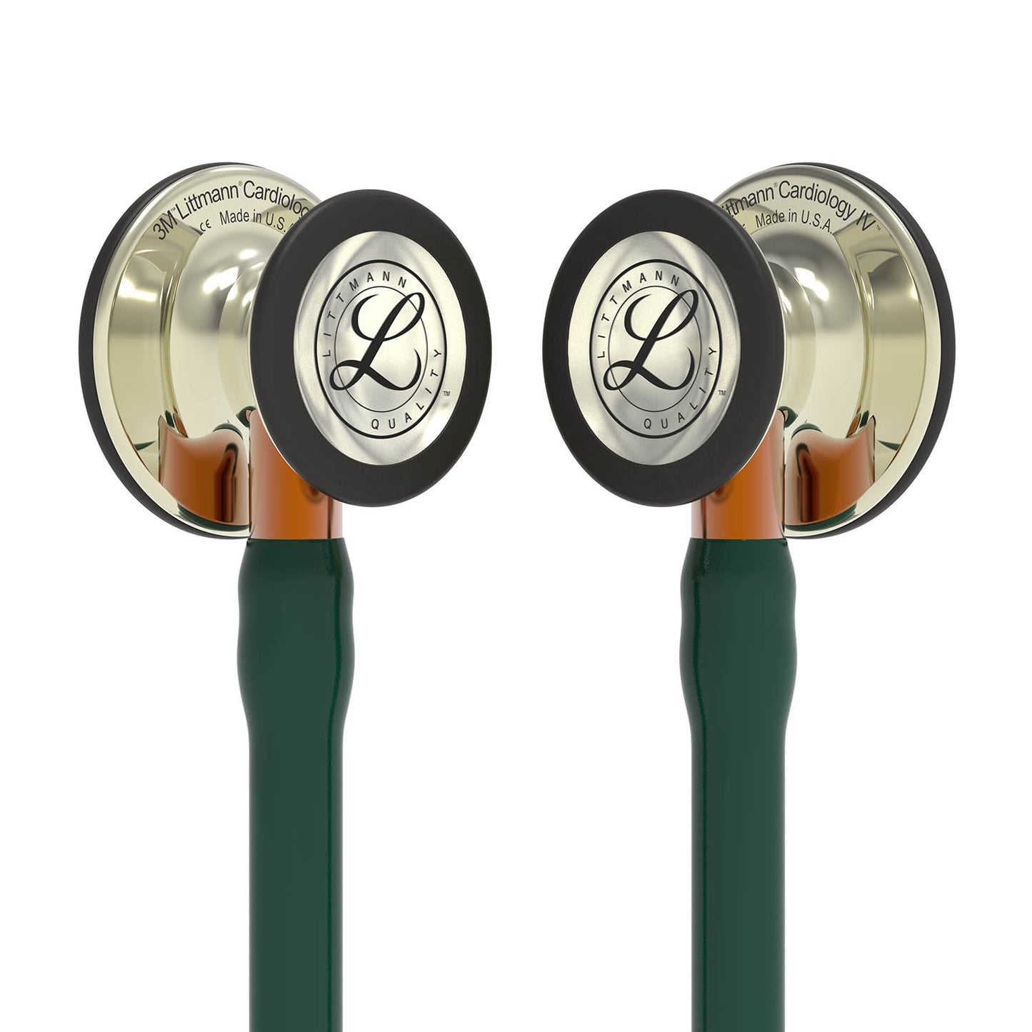 Littmann Cardiology IV Diagnostic Stethoscope: Polished Champagne & Hunter Green - Orange Stem 6206 3M Littmann