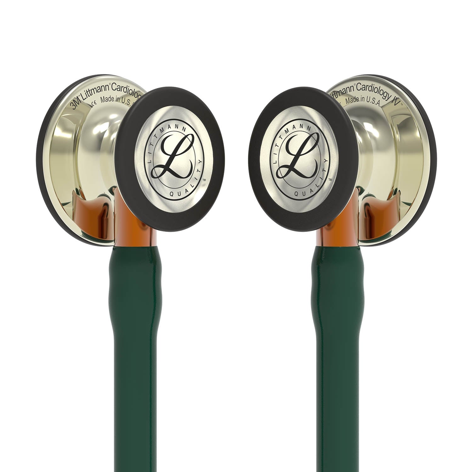 Littmann Cardiology IV Diagnostic Stethoscope: Polished Champagne & Hunter Green - Orange Stem 6206 3M Littmann