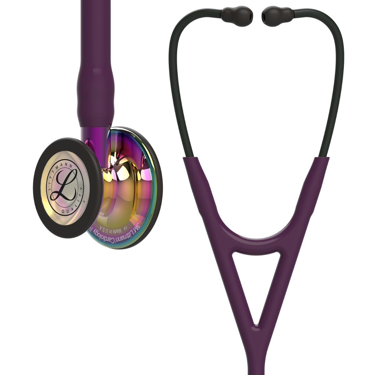 Littmann Cardiology IV Diagnostic Stethoscope: Polished Rainbow & Plum - Violet Stem 6239 - Student Program 3M Littmann