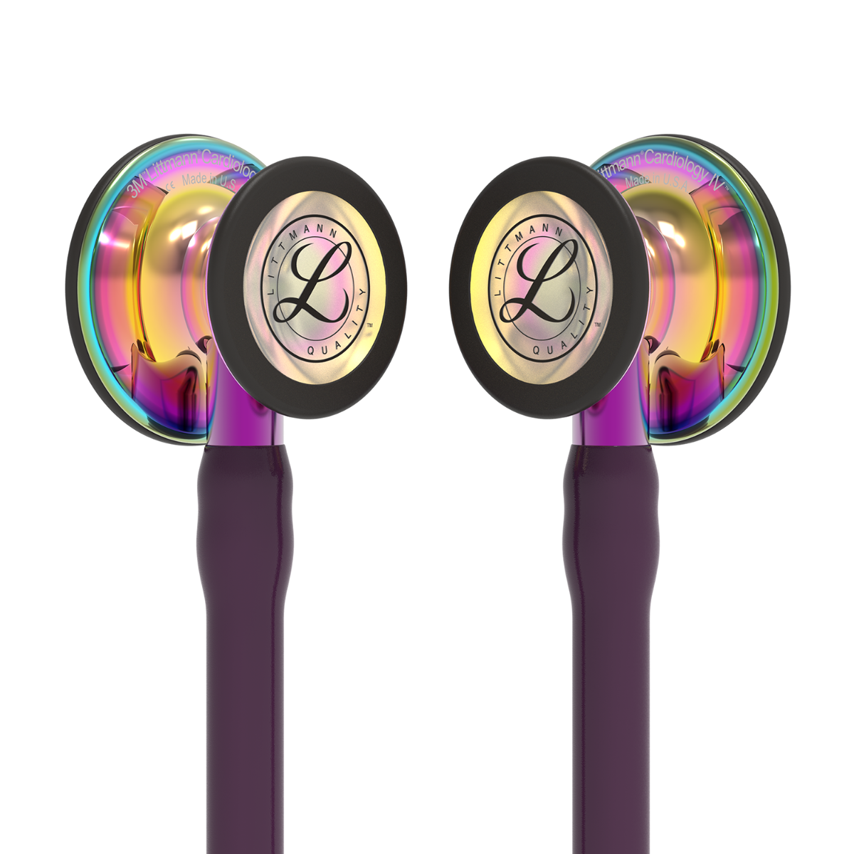 Littmann Cardiology IV Diagnostic Stethoscope: Polished Rainbow & Plum - Violet Stem 6239 - Student Program 3M Littmann