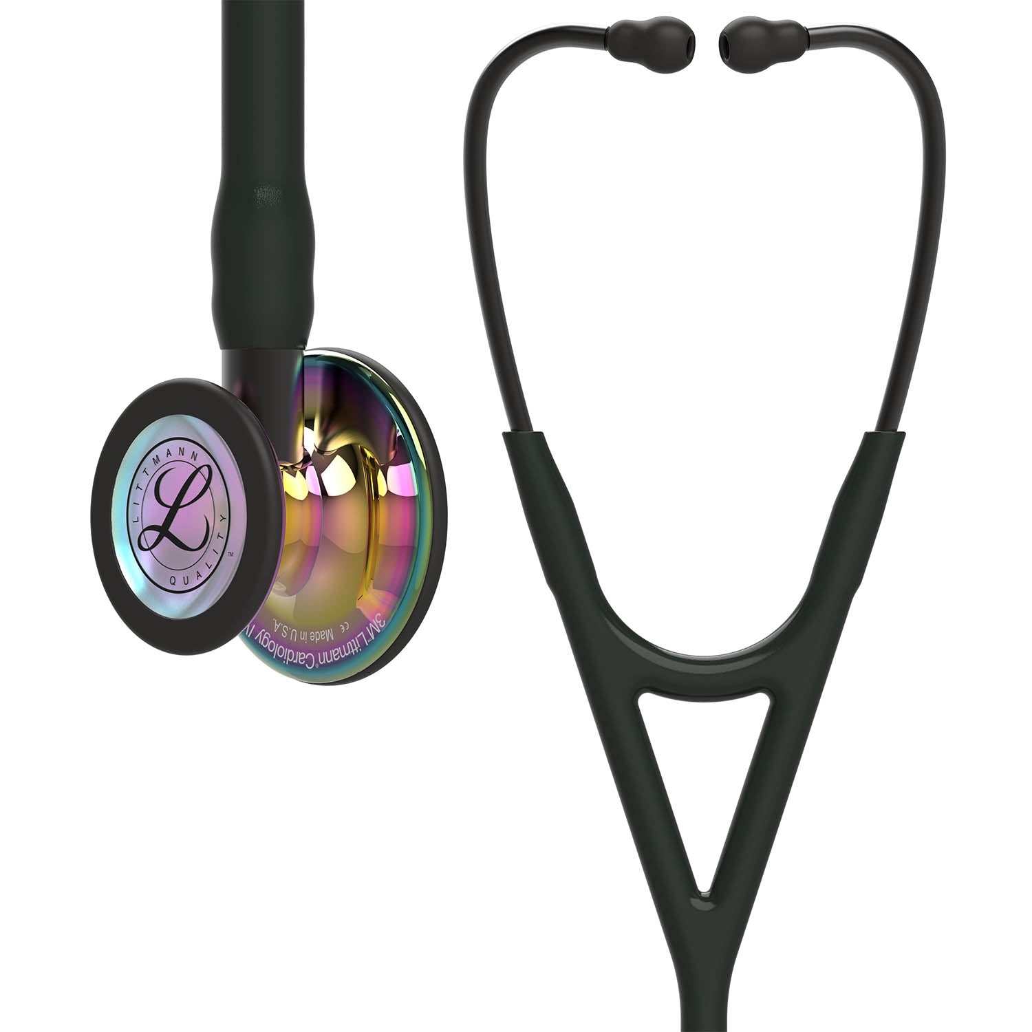 Littmann Cardiology IV Diagnostic Stethoscope: High Polish Rainbow & Black - Smoke Stem 6240 - Student Program 3M Littmann