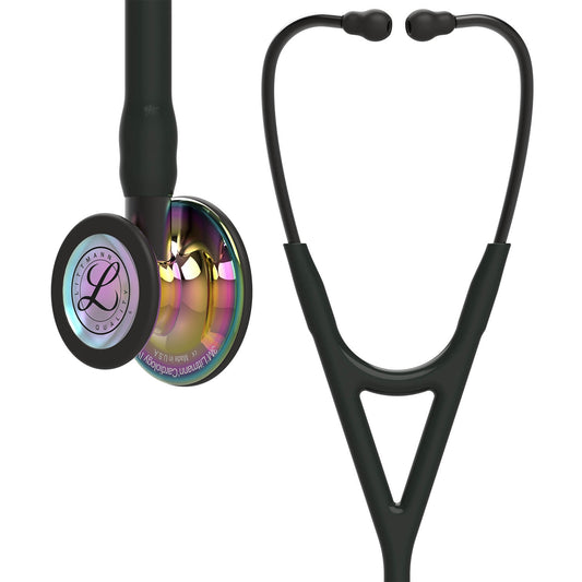 Littmann Cardiology IV Diagnostic Stethoscope: High Polish Rainbow & Black - Smoke Stem 6240 - Student Program 3M Littmann