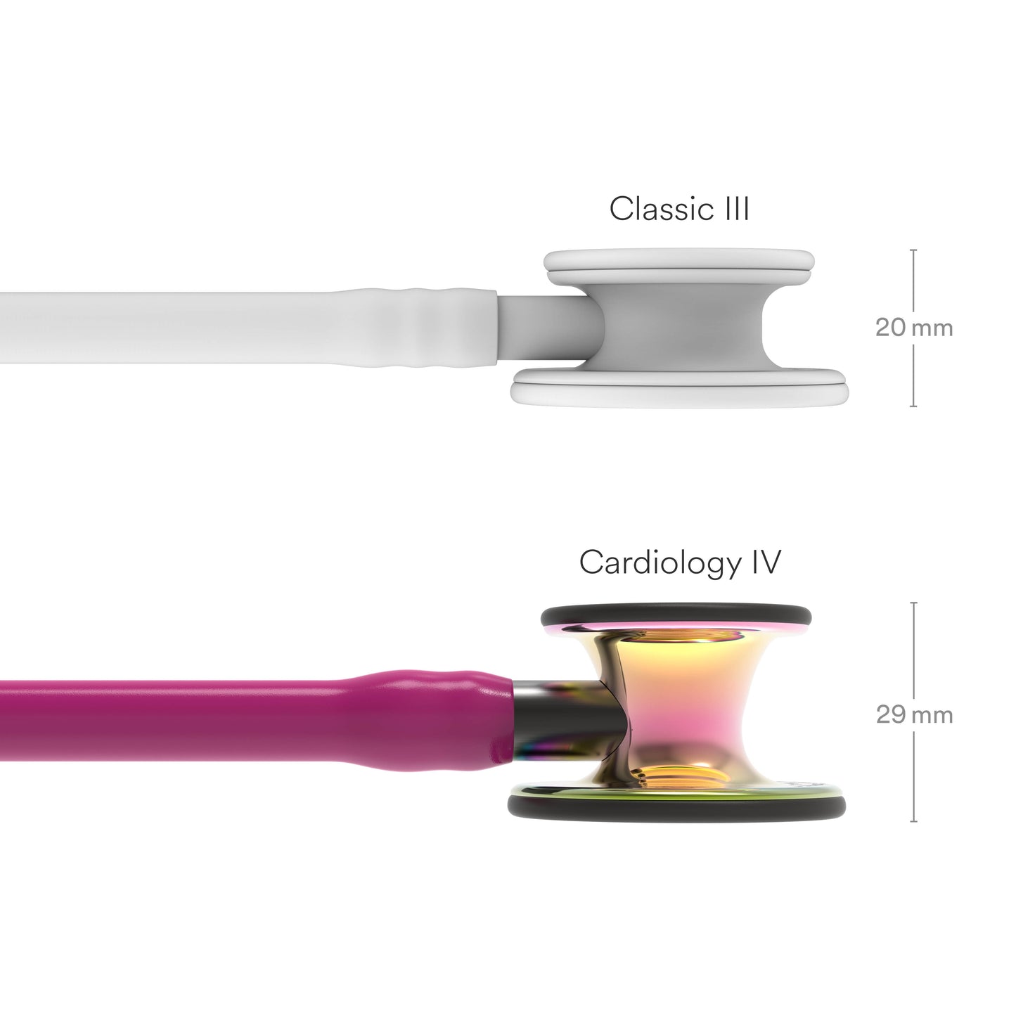 Littmann Cardiology IV Diagnostic Stethoscope: High Polish Rainbow & Raspberry - Smoke Stem 6241 - Student Program 3M Littmann