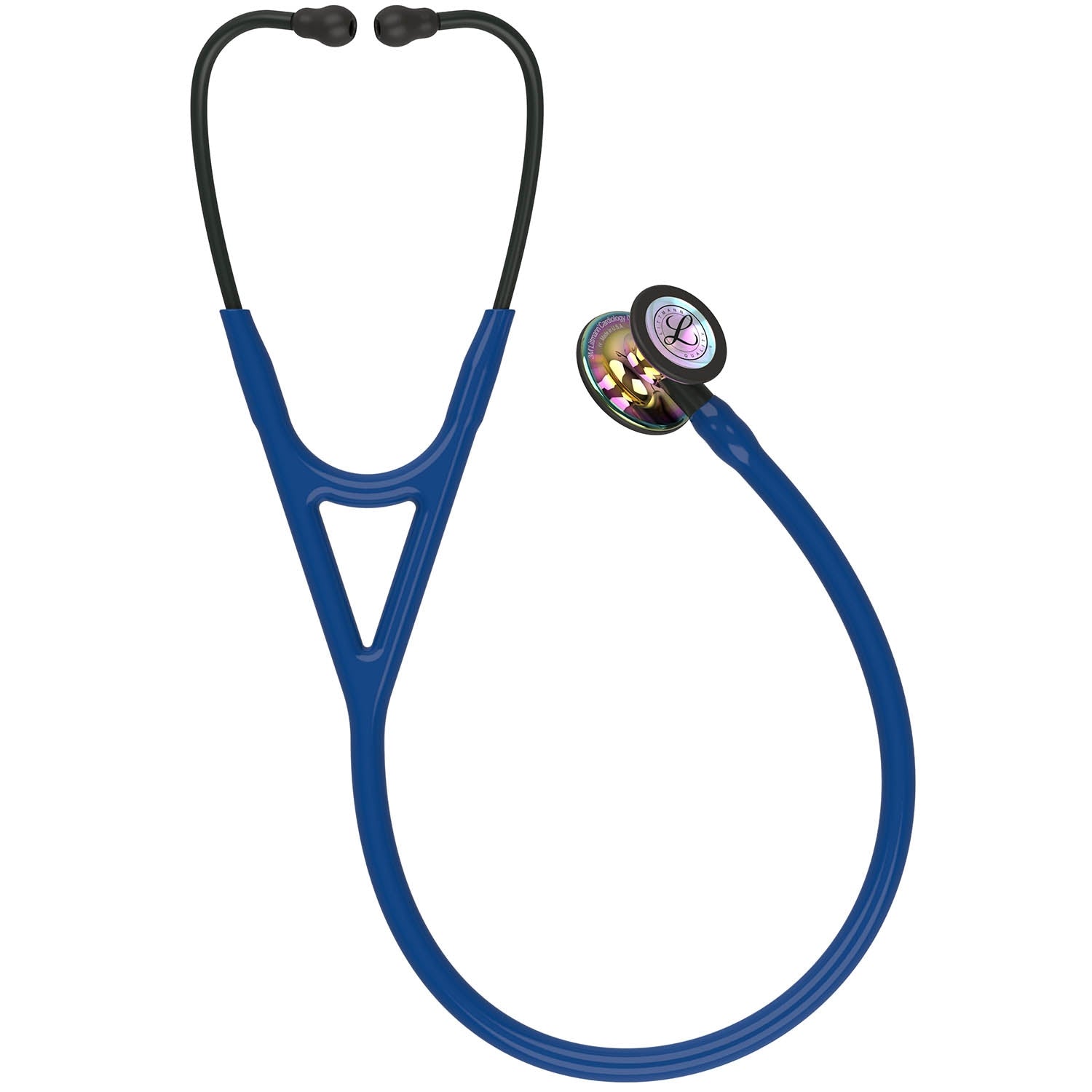 Littmann Cardiology IV Diagnostic Stethoscope: High Polish Rainbow & Navy Blue - Black Stem 6242 - Student Program 3M Littmann