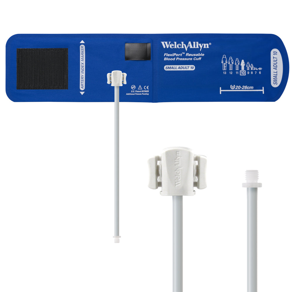 Welch Allyn FlexiPort Blood Pressure Cuff; Size-10 Small Adult, Reusable, 1-Tube, Male Screw (#5082-164) Connector Welch Allyn