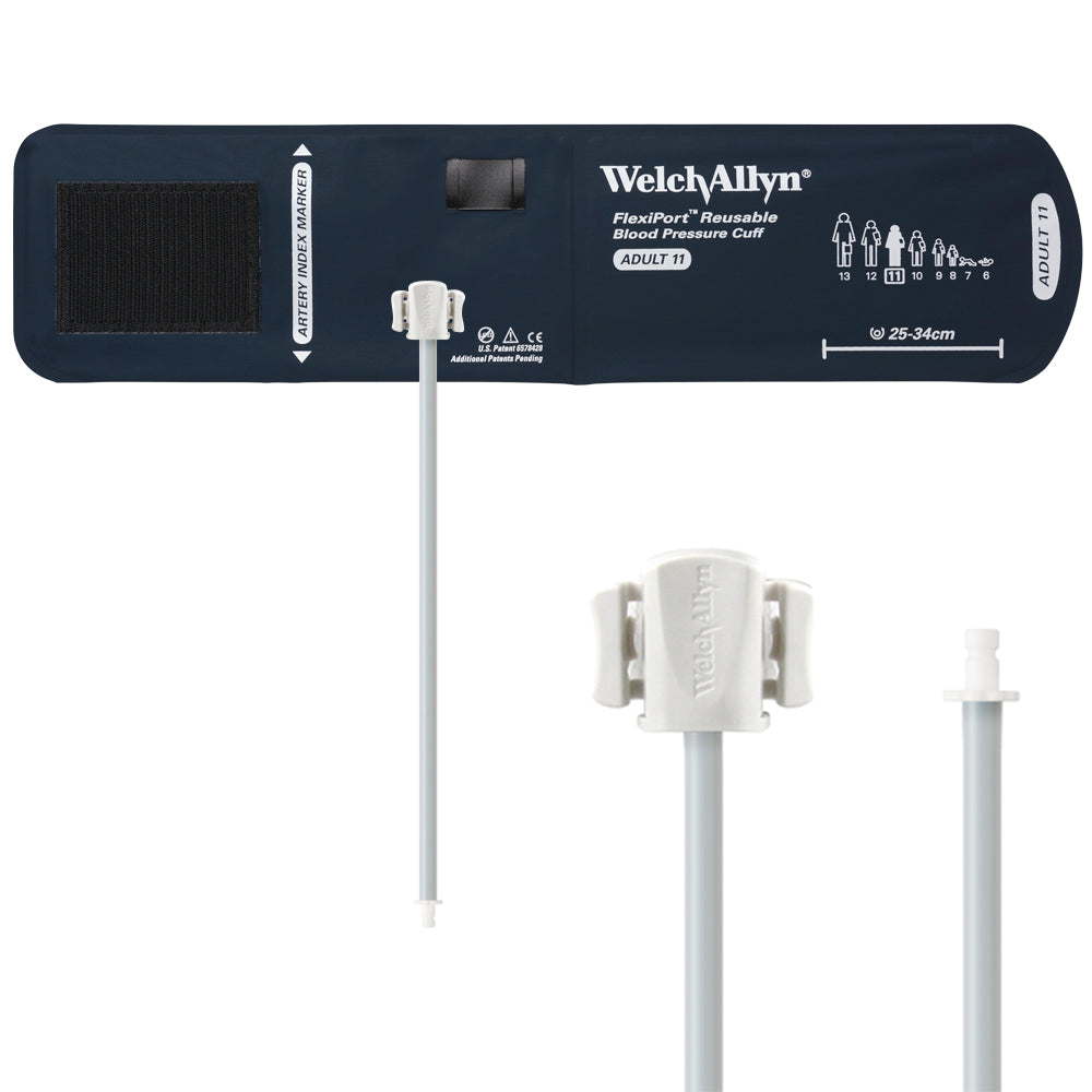 Welch Allyn FlexiPort Blood Pressure Cuff; Size-11 Adult, Reusable Cuff 25-34 CM, 1-Tube Male Bayonet Connector Welch Allyn