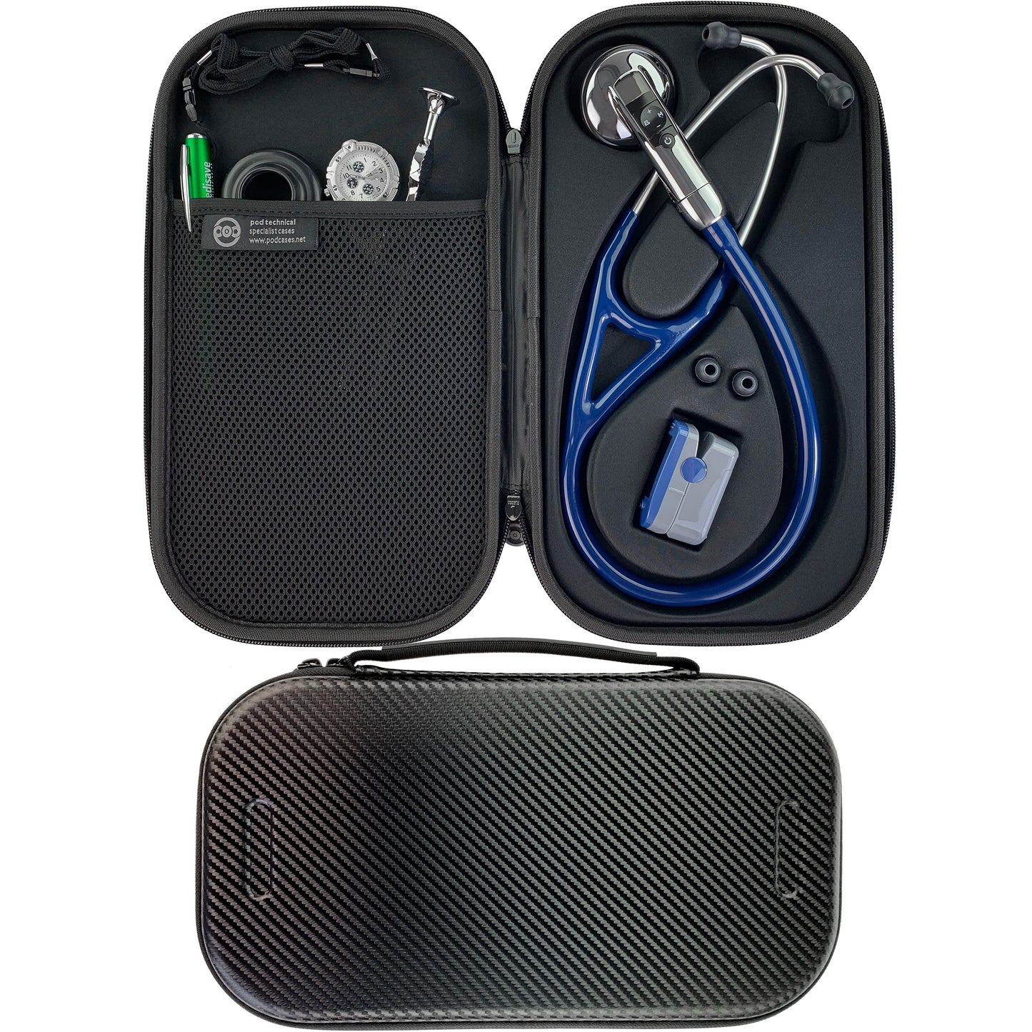 Pod Technical Cardiopod II Stethoscope Case for all Littmann Stethoscopes - Carbon Pod Technical