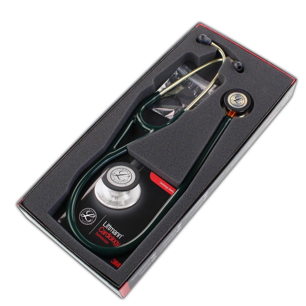 Littmann Cardiology IV Diagnostic Stethoscope: Polished Champagne & Hunter Green - Orange Stem 6206 3M Littmann