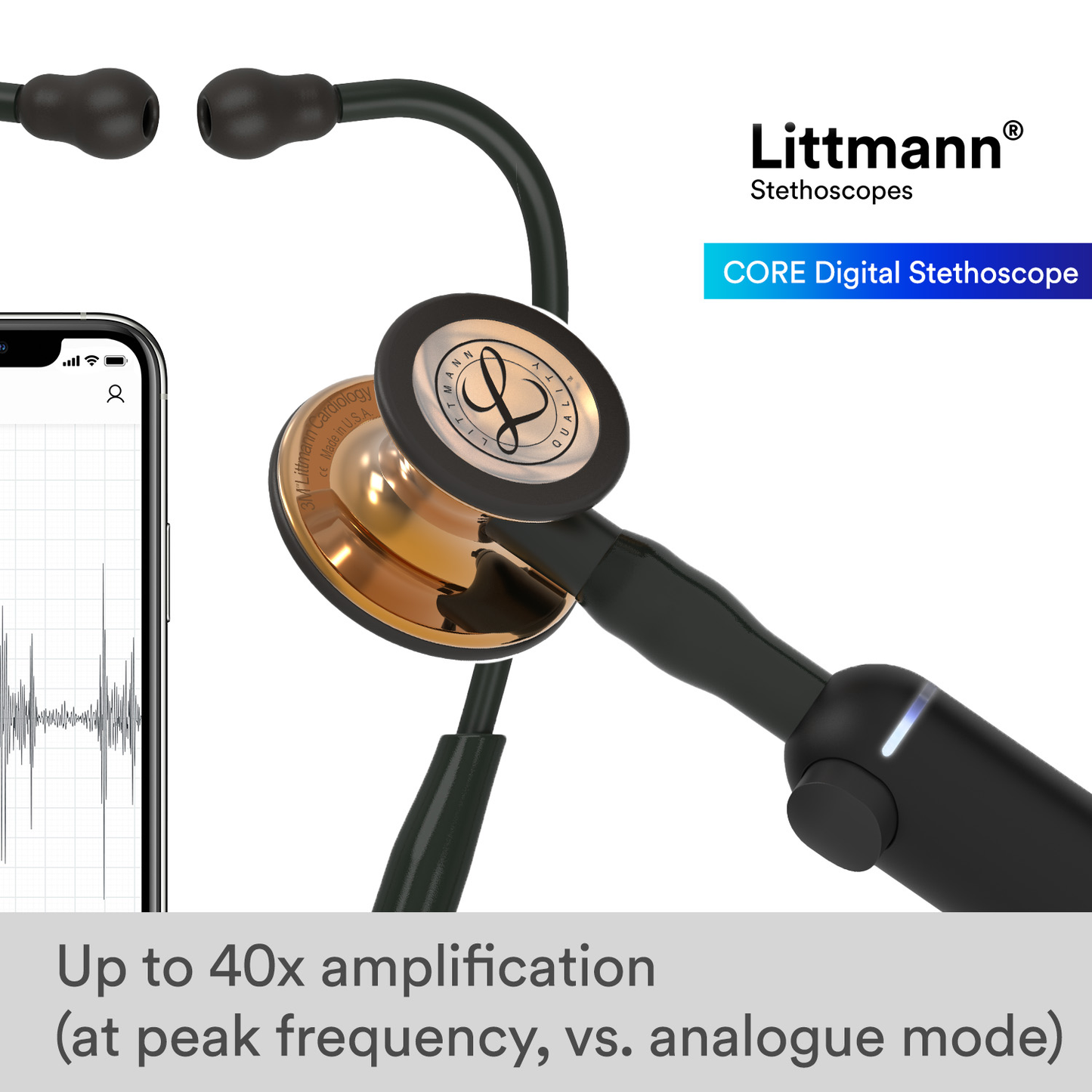 Littmann CORE Digital Stethoscope - 8870 High Polish Copper & Black