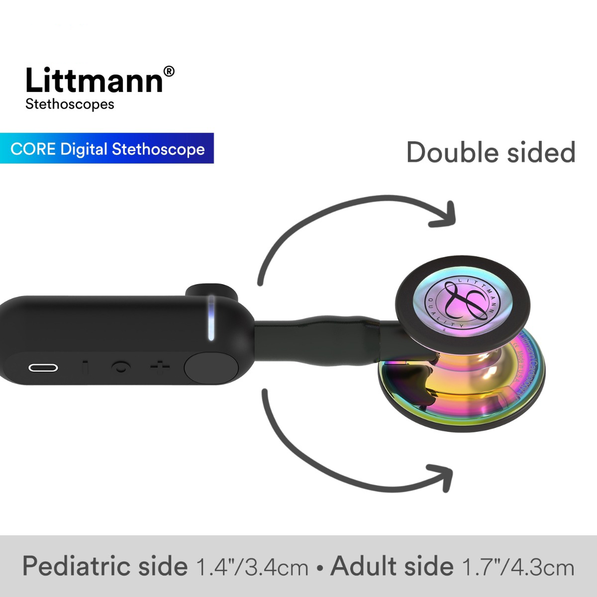 Littmann CORE Digital Stethoscope - 8570 High Polish Rainbow & Black