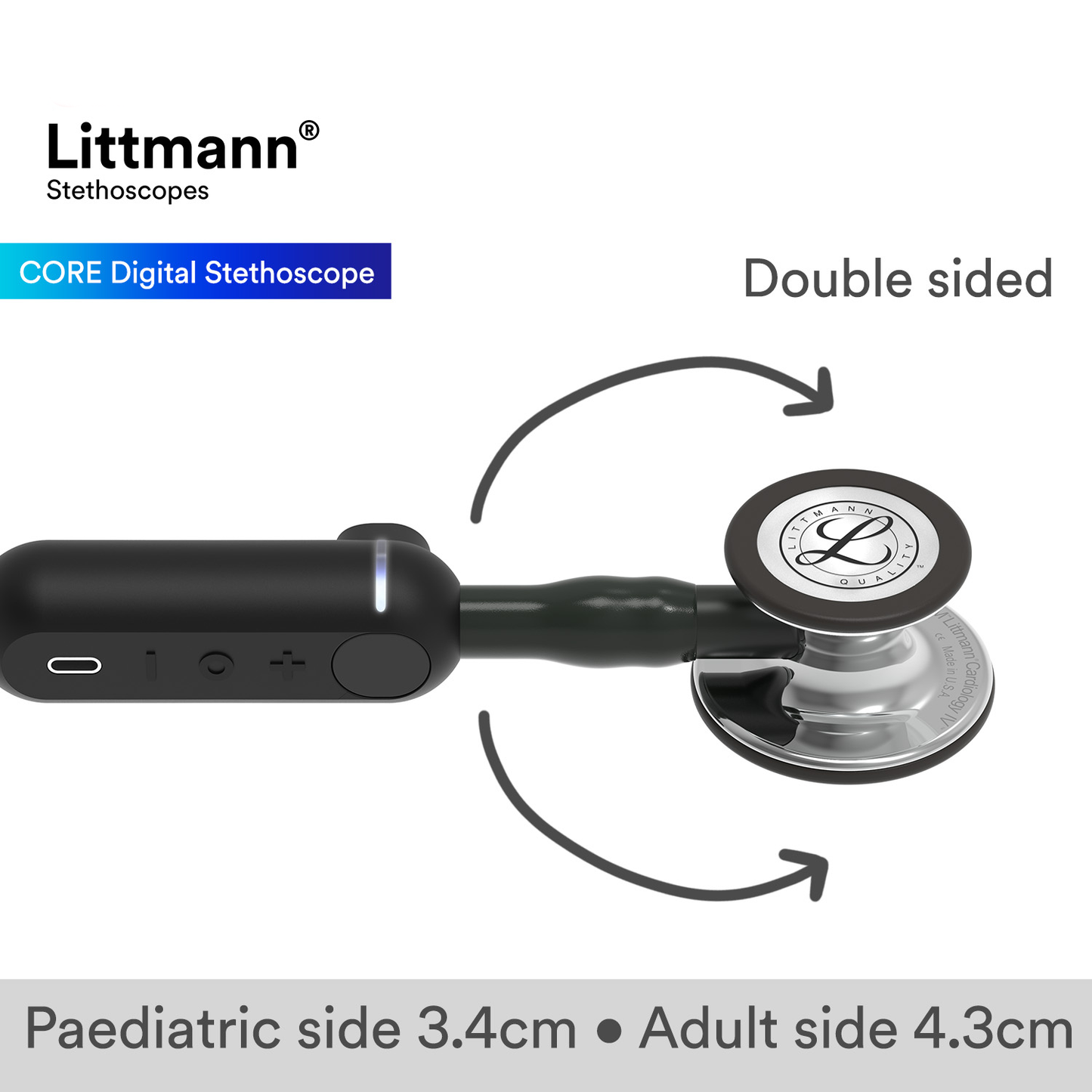 Littmann CORE Digital Stethoscope - 8890 Mirror Chestpiece & Black
