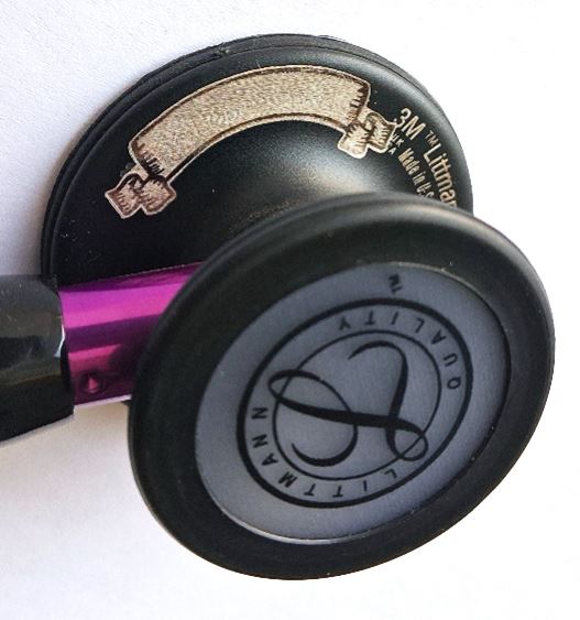 Littmann Cardiology IV Diagnostic Stethoscope: Black & Black - Violet Stem 6203/B Over Engraved Littmann