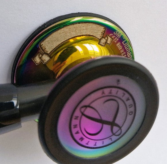 Littmann Cardiology IV Diagnostic Stethoscope: High Polish Rainbow & Black - Smoke Stem 6240/B Littmann