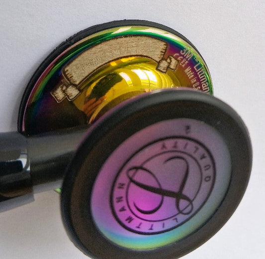 Littmann Cardiology IV Diagnostic Stethoscope: High Polish Rainbow & Black - Smoke Stem 6240/B Littmann