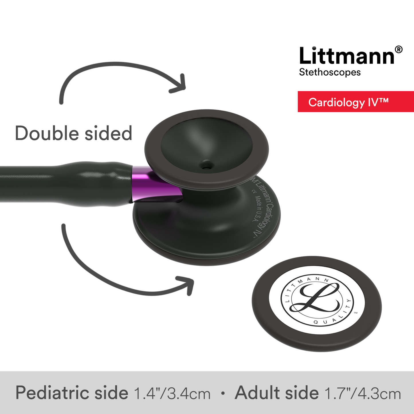 Littmann Cardiology IV Diagnostic Stethoscope: Black & Black - Violet Stem 6203 - Student Program Littmann