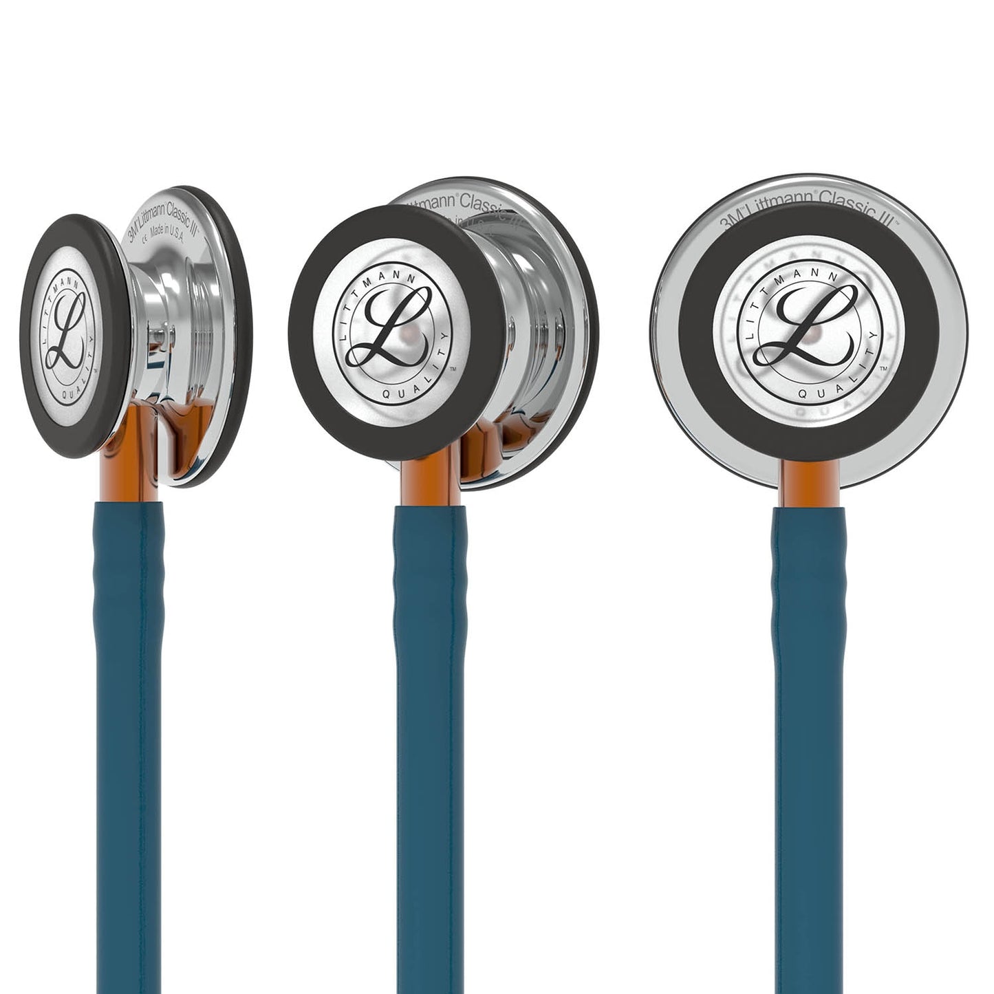 Littmann Classic III Monitoring Stethoscope: Mirror & Caribbean Blue - Orange Stem 5874 3M Littmann