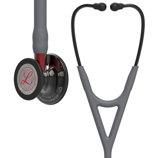 Littmann Cardiology IV Diagnostic Stethoscope: Grey & Smoke - Red Stem - Limited Edition 6183 - Student Program 3M Littmann