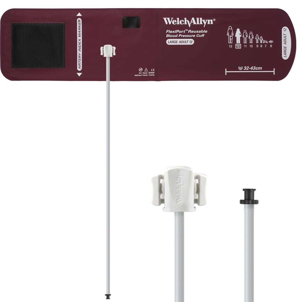 Welch Allyn FlexiPort Blood Pressure Cuff; Size-12 Large Adult Reusable 32-43 CM, 1-Tube, Tri-Purpose (#5082-168) Connector Welch Allyn