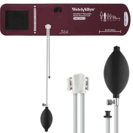 Welch Allyn FlexiPort Blood Pressure Cuff; Size-12 Large Adult Reusable Cuff 32-43 CM, 2-Tubes (8.0 and 13.0 in/20.3 and 33.0 cm) Welch Allyn